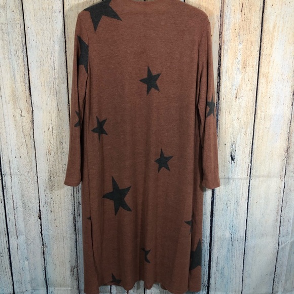 Star Gazer Duster Cardigan Sweater S Rust Gray - Picture 3 of 6